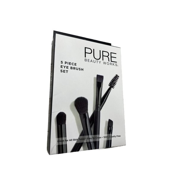 BRAND NEW Pure Beauty Works 5pc Black Eyebrow and Eye Blending Brush Set - Picture 1 of 7